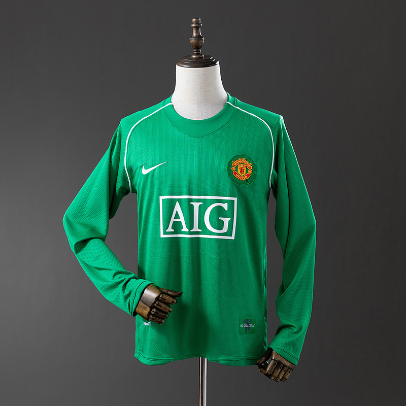 Wanban-M-U 07 08 Goalkeeper Long Sleeve Retro Jersey S-Xxl