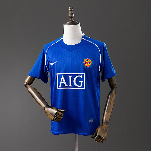 Wanban-M-U 07 08 Goalkeeper Blue Retro Jersey S-Xxl