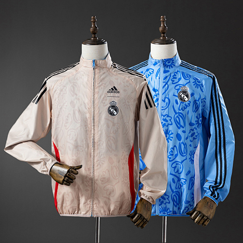 Wanban-Real Madrid Reversible Jacket Windbreaker - Beige & Blue S-Xxl