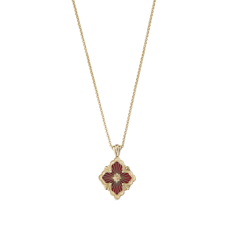 JG-Red Big Opera Tulle Pink Gold Pendant With Onyx