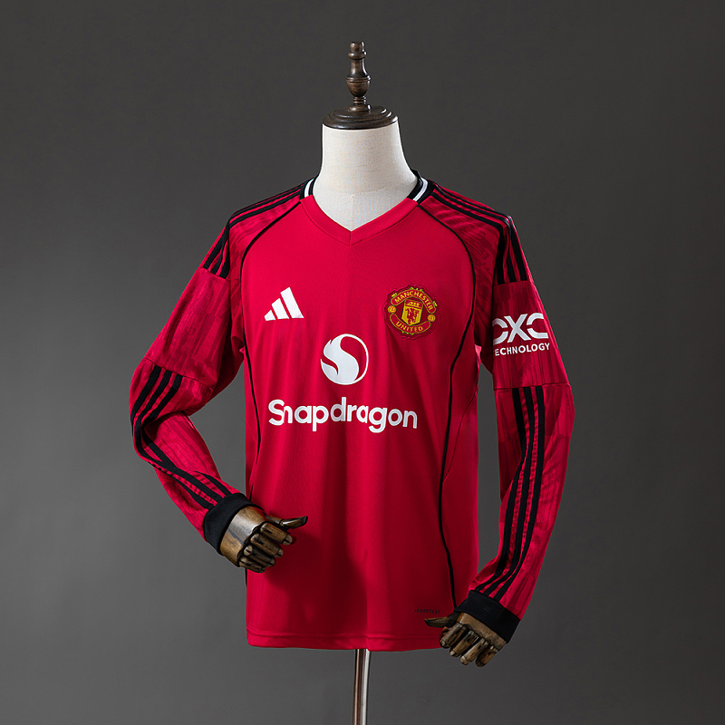 Wanban-M-U 25 26 Home Long Sleeve Jersey S-4XL