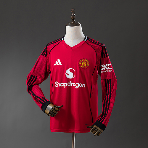 Wanban-M-U 25 26 Home Long Sleeve Jersey S-4XL
