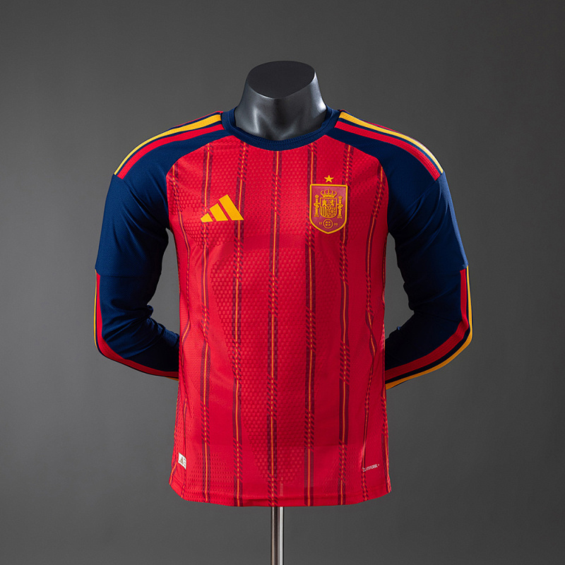 Wanban-Spain Home Long-Sleeve Player Version Jerseys S-4XL