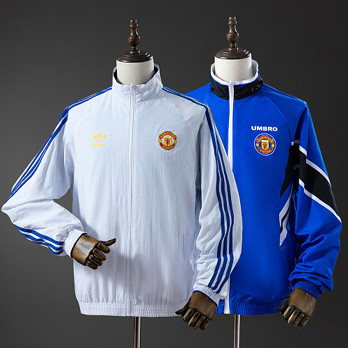 Wanban-M-U Reversible Jacket Windbreaker - White & Blue S-Xxl