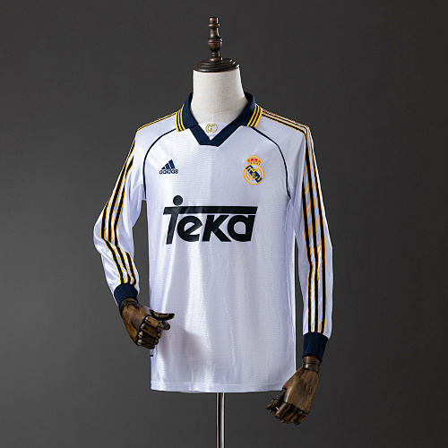 Wanban-Real Madrid 98 00 Home Long Sleeve Retro Jersey S-Xxl