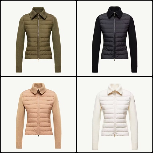 Jms-Padded Zip-Up Wool Cardigan
