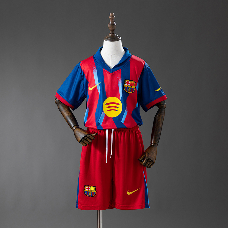 Wanban-Barcelona 25 26 Fourth Away Kids Kit Jersey Size 16-28