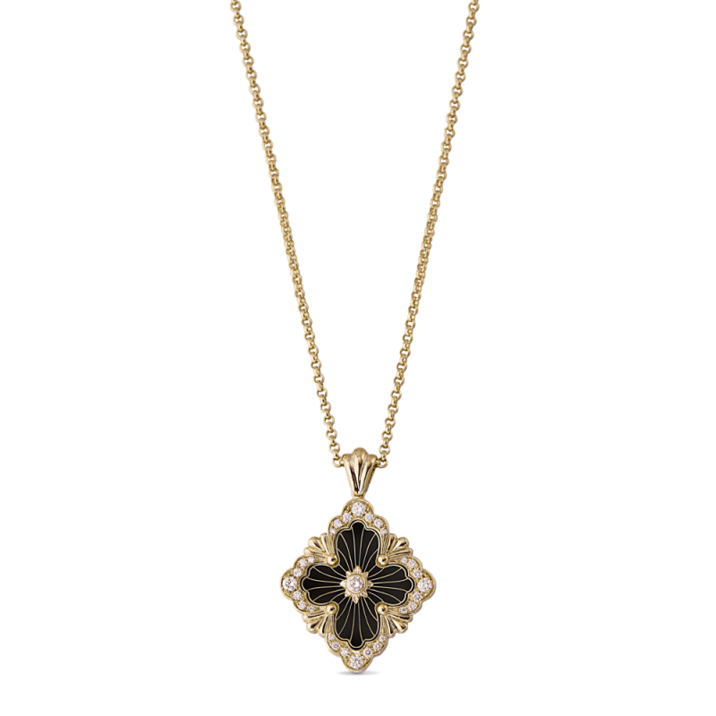 Jg-Opera Tulle Yellow Gold Penda With Onyx And Diamonds