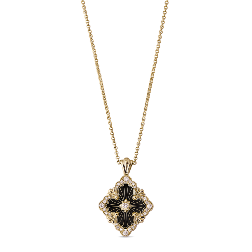 Jg-Opera Tulle Yellow Gold Penda With Onyx And Diamonds