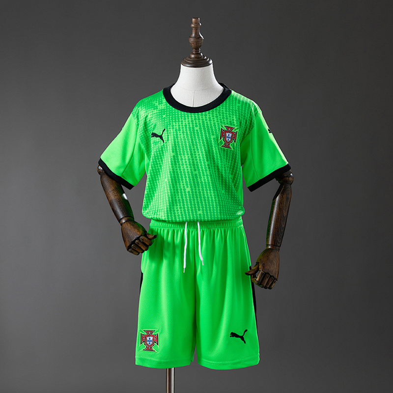 Wanban-Portugal Fluorescent Green Kids Kit Jersey Size 16-28