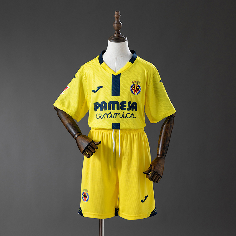 Wanban-Villarreal 25 26 Home Kids Kit Jersey Size 16-28