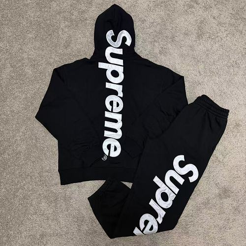 Supreme Sup Satin Appliqué Black Hooded Sweatpant