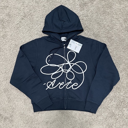 Navy Ate Flower Zip-up Emb Jacket