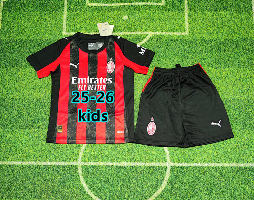 25-26 AC Milan Home Kids Jersey+shorts Kit 16 -28 AC