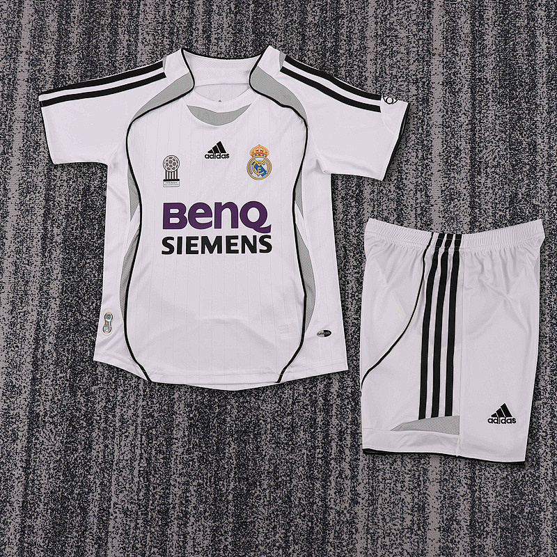 06-07 Real Madrid Home Retro Kids Jersey+shorts Kit 16 -28