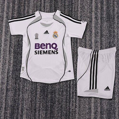 06-07 Real Madrid Home Retro Kids Jersey+shorts Kit 16 -28