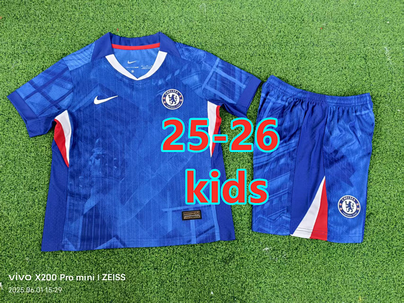 Epl& Ucl 25-26 Chelsea Home Player Kids Jersey+shorts 16 -28