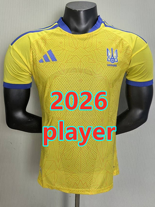 Ukraine Home Player Version Jersey S-2XL