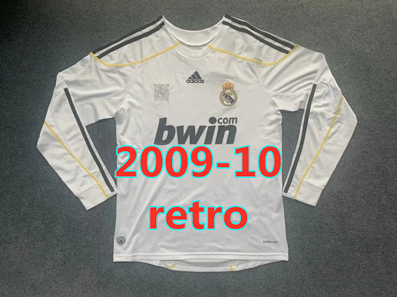 Real Madrid Retro Home Long Sleeve Jersey S-2XL