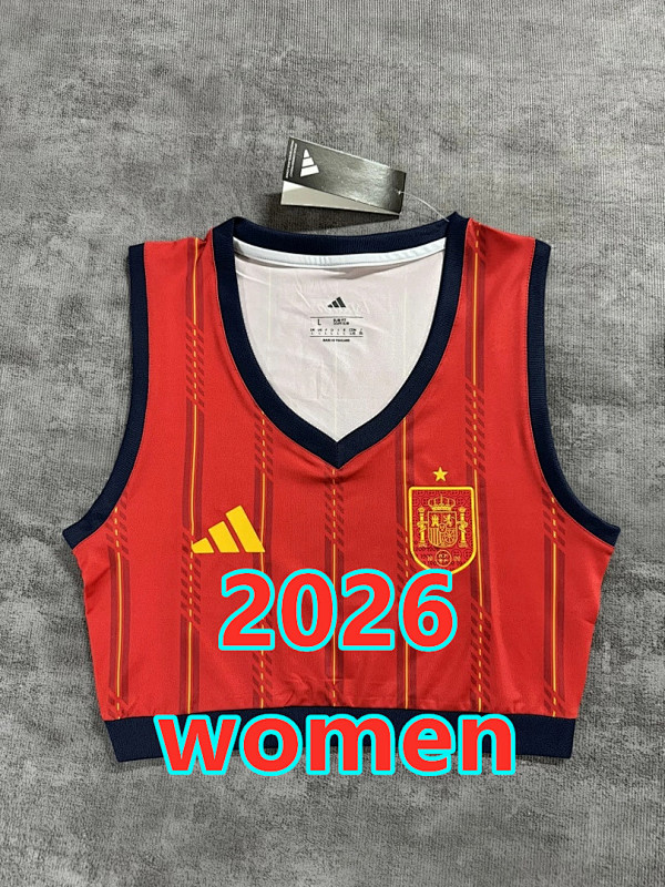 Spain Home Women Vest Jersey S-2XL