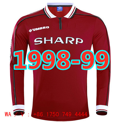 Manchester United Retro Home Long Sleeve Jersey S-2XL