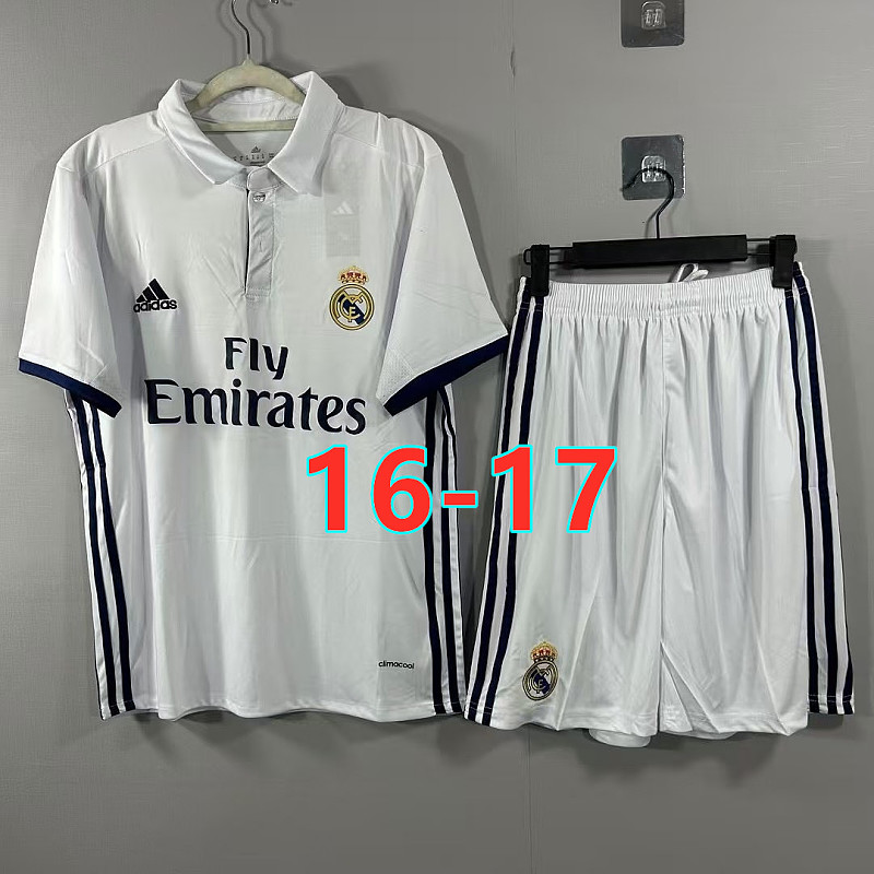 16-17 Real Madrid Home Retro TopThai Short+shorts Kit S-2XL