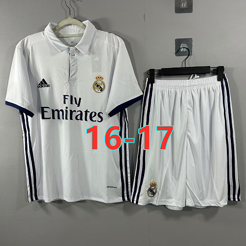 16-17 Real Madrid Home Retro TopThai Short+shorts Kit S-2XL