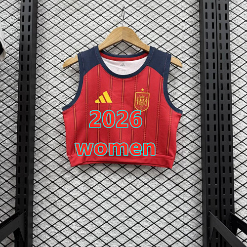 Spain Home Women Vest Jersey S-2XL