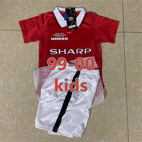 Manchester United Kids 99-00 Home Jersey+shorts Kit 16 -28