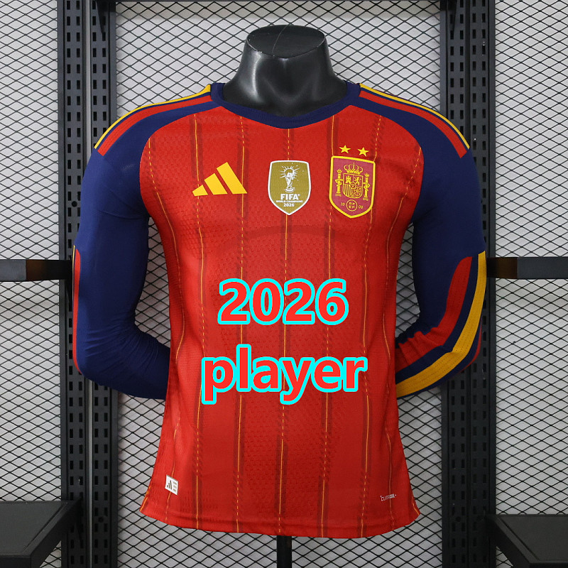 Spain Home Player Long With 2 Stars Jersey S-3XL 2