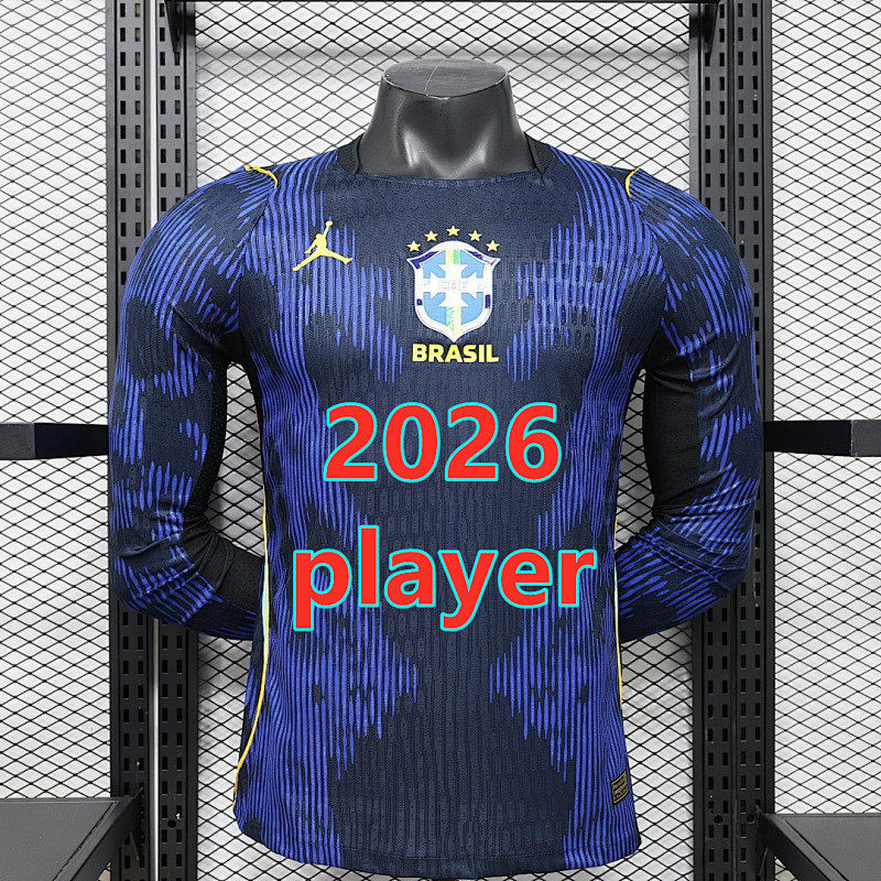 Brazil Away Player Long Jersey S-3XL