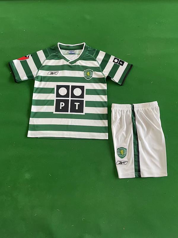 03-04 Sporting CP Home Retro Kids Jersey+shorts Kit 16 -28