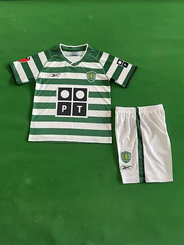 03-04 Sporting CP Home Retro Kids Jersey+shorts Kit 16 -28