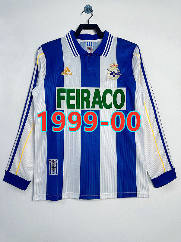 Deportivo Home Retro Long Sleeve Jersey S-2XL