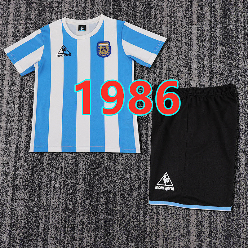 Argentina Home Retro Kids Jersey+shorts Kit 16 -28