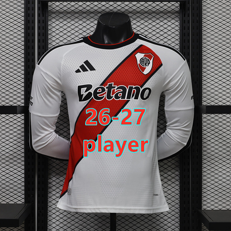 26-27 River Plate Home Player Long Sleeve Jersey S-3XL