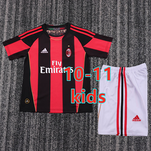 10-11 AC Milan Home Retro Kids Jersey+shorts Kit 16 -28 AC