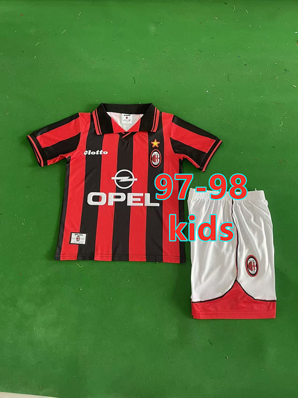97-98 AC Milan Home Retro Kids Jersey+shorts Kit 16 -28 AC