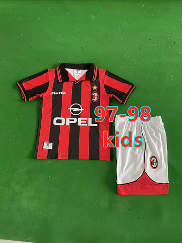 97-98 AC Milan Home Retro Kids Jersey+shorts Kit 16 -28 AC