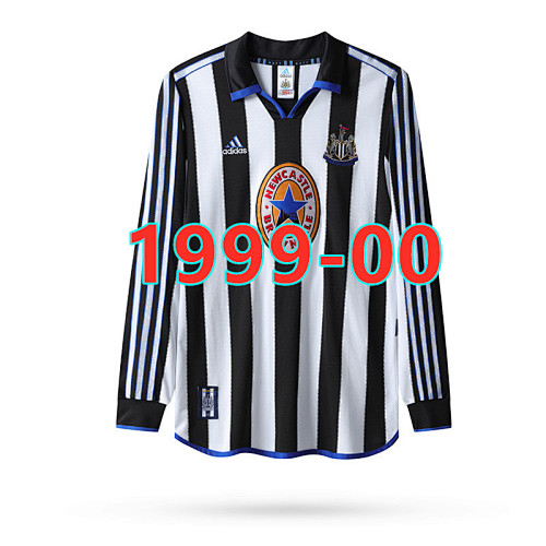 Newcastle United Long Sleeve Retro Home Jersey S-2XL