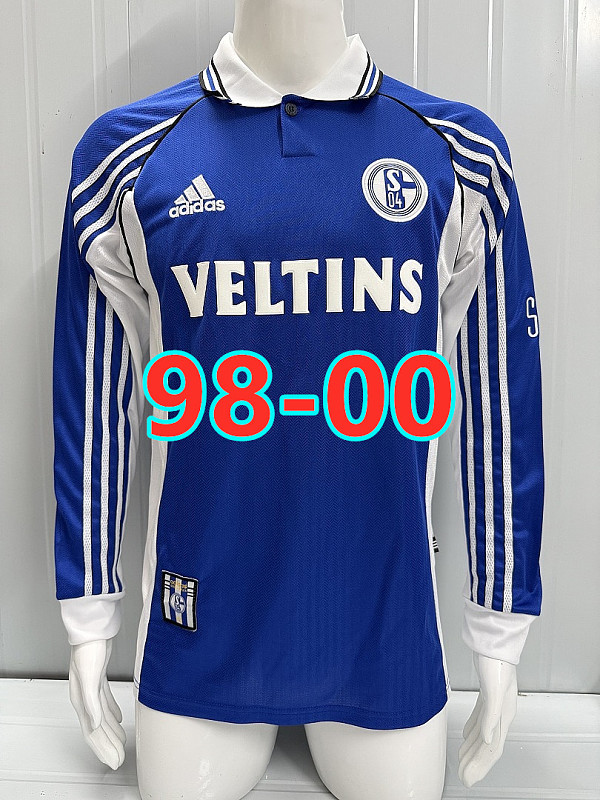 98-00 Schalke Home Retro Long Sleeve Jersey S-2XL