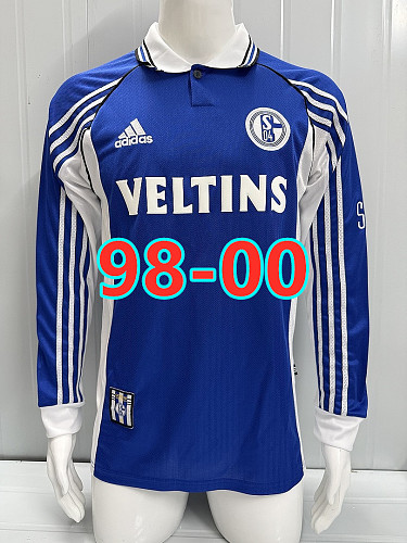 98-00 Schalke Home Retro Long Sleeve Jersey S-2XL