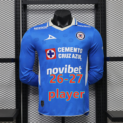 26-27 Cruz Azul Home Player Long Sleeve Jersey S-3XL