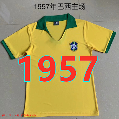 Brazil Retro TopThai Quality Home Jersey S-2XL