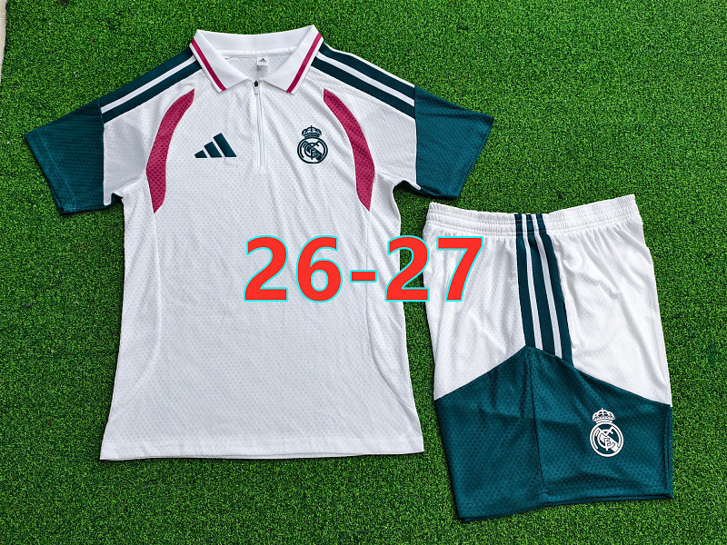 26-27 Real Madrid Player Short Sleeve Tracksuit Kit S-3XL