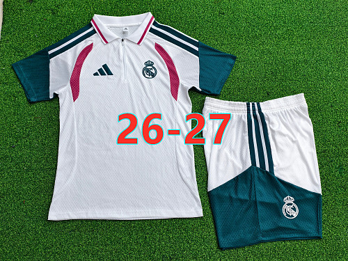 26-27 Real Madrid Player Short Sleeve Tracksuit Kit S-3XL