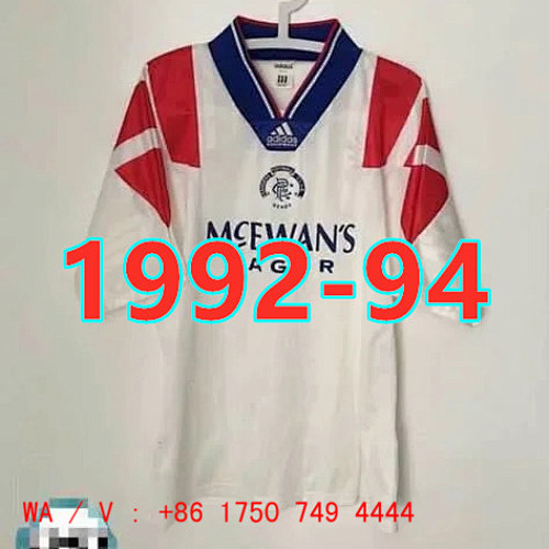Rangers Retro TopThai Quality Away Jersey S-2XL