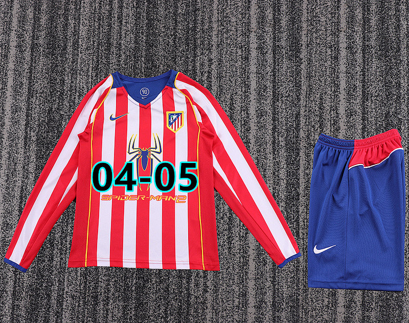 04-05 Atletico Madrid Home Kids Retro Long+shorts Kit 16 -28
