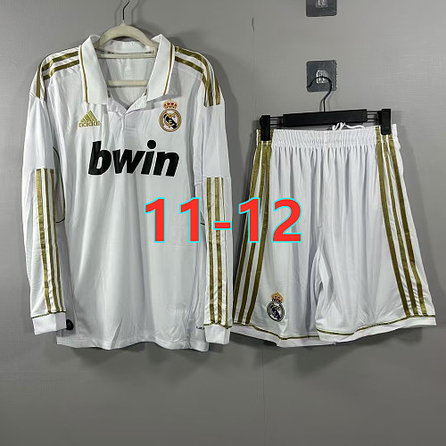 11-12 Real Madrid Home Retro TopThai Long+shorts Kit S-2XL