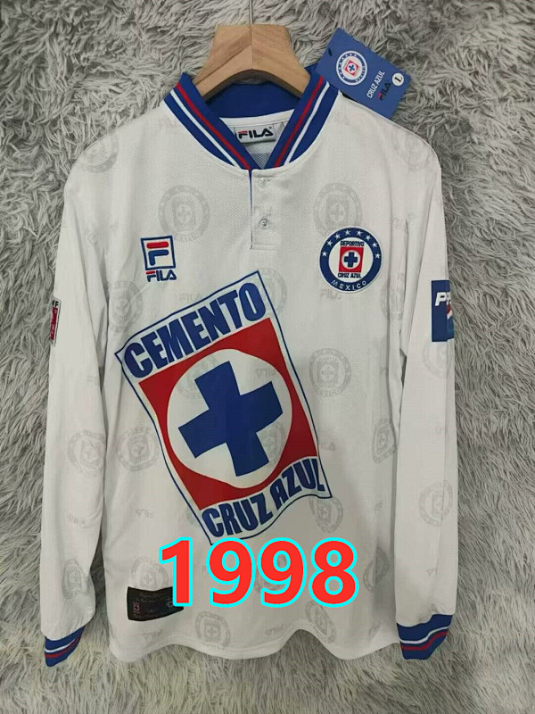 Cruz Azul Away Retro Fans Long Sleeve Jersey S-2XL